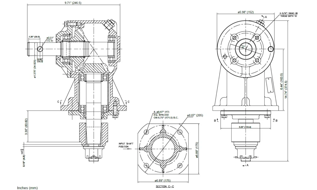 EP-RC-30 Rotary Cutter Gearbox Specification